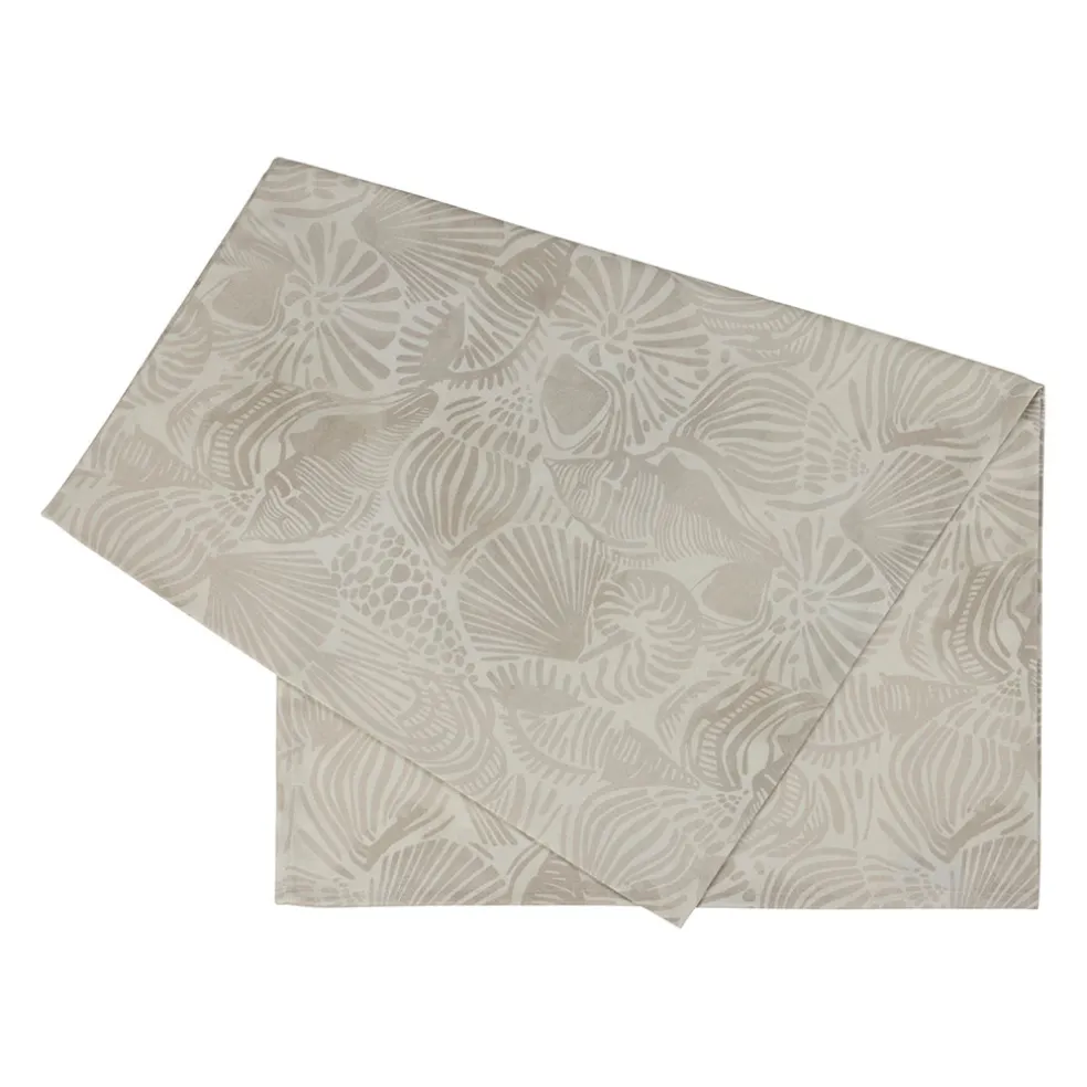 Chemin de table en coton sable 160x50cm - Coquillage