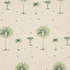 Chemin de table en coton écru et vert 160x50cm - Paya