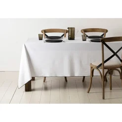 Chemin table corino blanc 160x50cm coton lavé 170g/m2