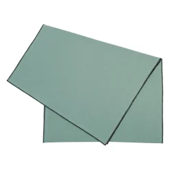 Chemin table corino vert d'eau 160x50cm coton lavé 170g/m2