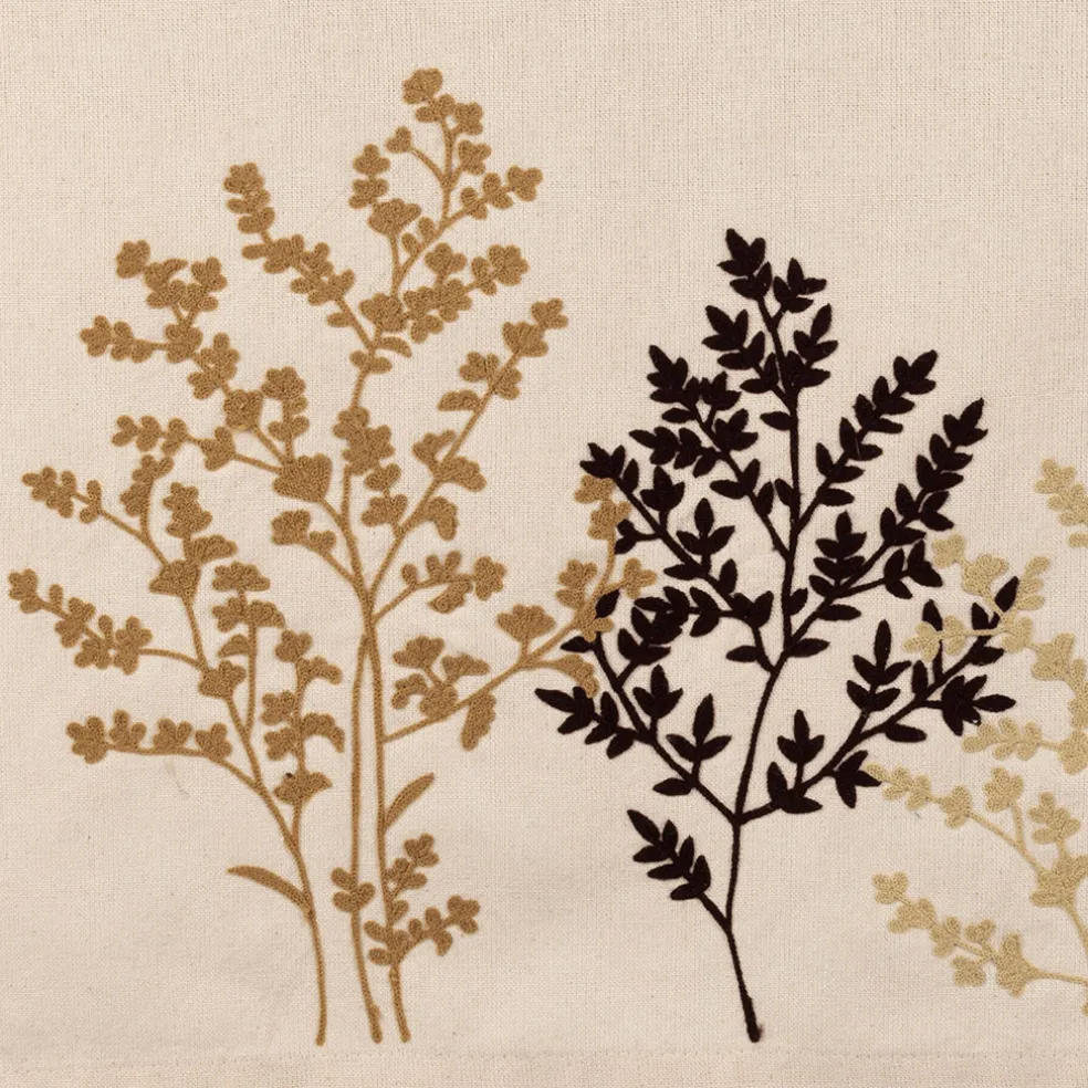 Chemin table en coton ecru avec broderies 160x50cm - Adelie