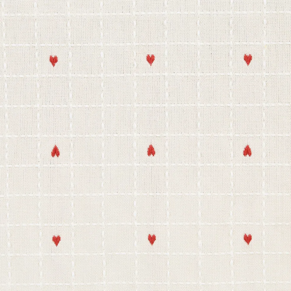 Chemin table en coton grège 45x150cm - P'tits coeurs