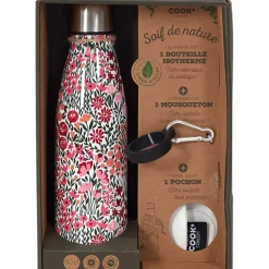 Coffret bouteille isotherme fleurie