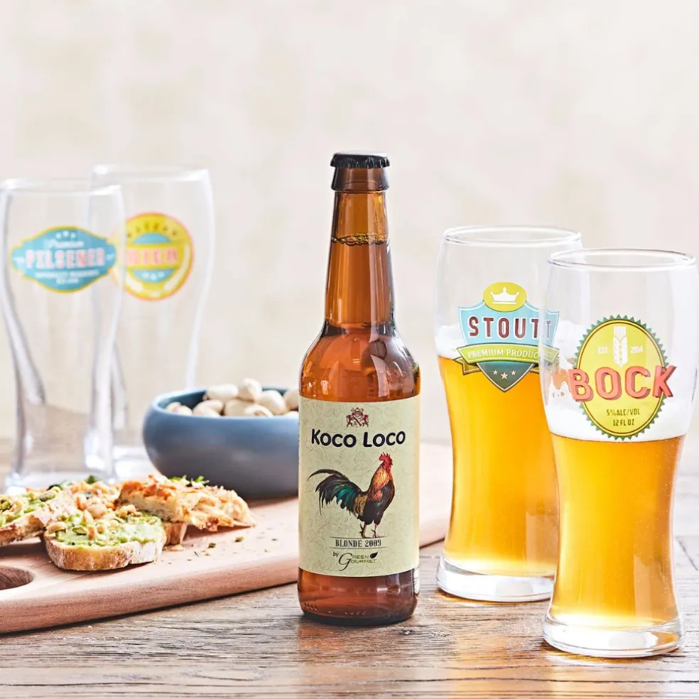 Coffret de 4 chopes de biere 50cl en verre transparent