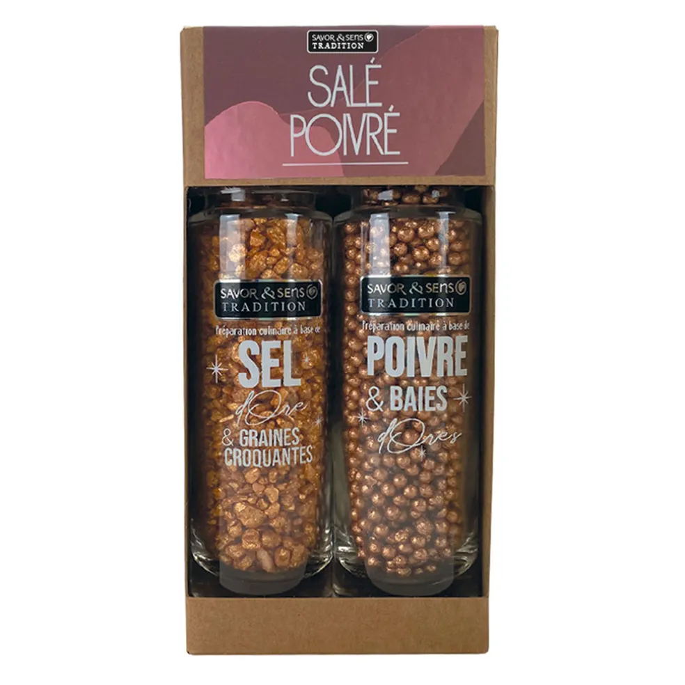 Coffret de 2 moulins Sel et Poivre doré