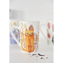 Coffret de 4 mugs en porcelaine chat 35cl - Savannah