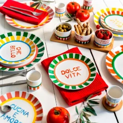 Coffret de 4 tasses à café en porcelaine multicolore 15cl - Dolce Vita