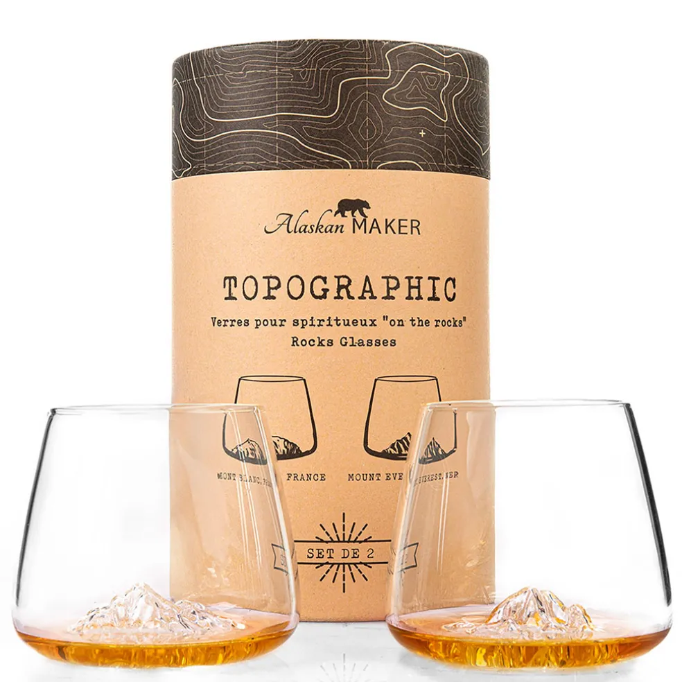 Coffret de 2 verres Mont Blanc et Everest - Topographic