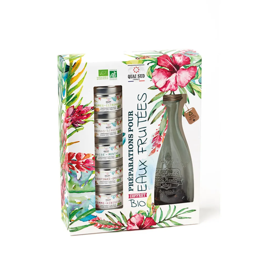 Coffret eaux fruitée bio avec carafe