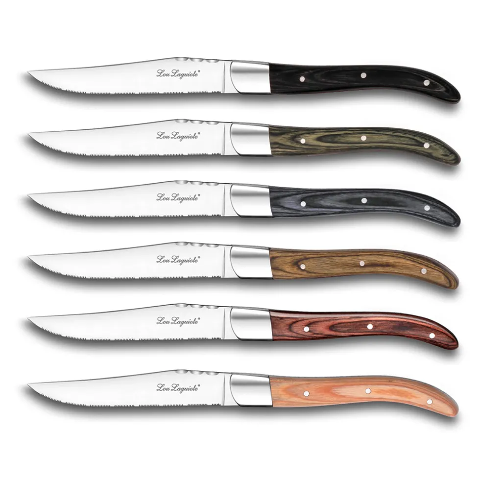 Coffret kraft 6 couteaux steak coloris mixés - Royal Louis