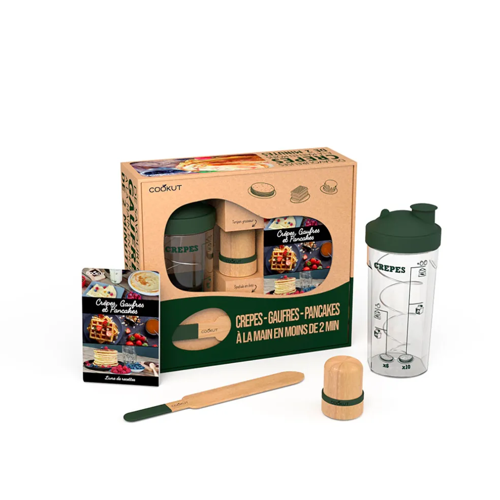 Coffret shaker tampon huileur et spatule crêpe - Fougère