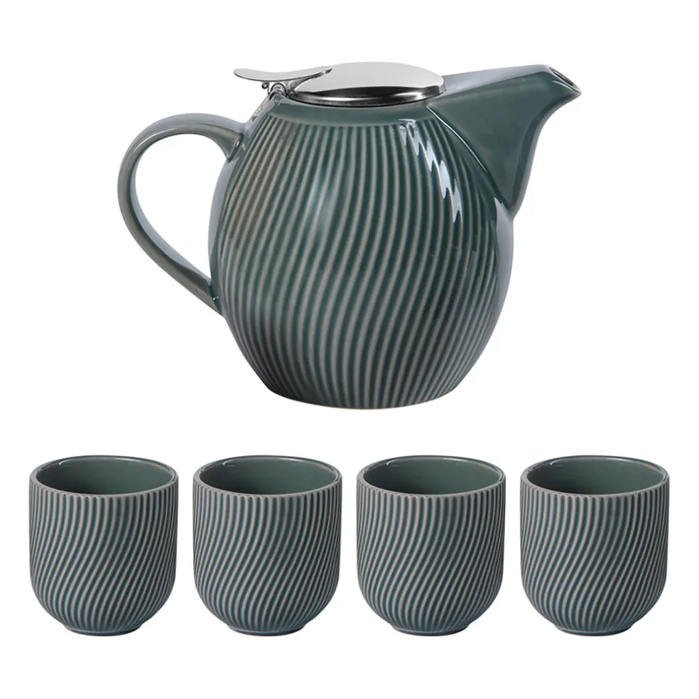 Coffret Théière 90cl + 4 gobelet gris - Mao