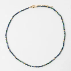 Collier en acier inoxydable bleu et vert l40cm