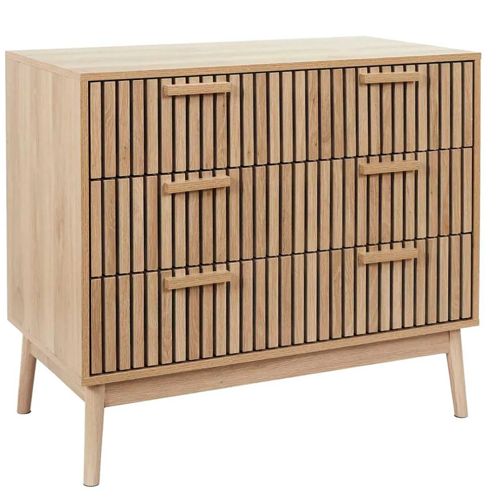 Commode 3 tiroirs en pin naturel - Kara