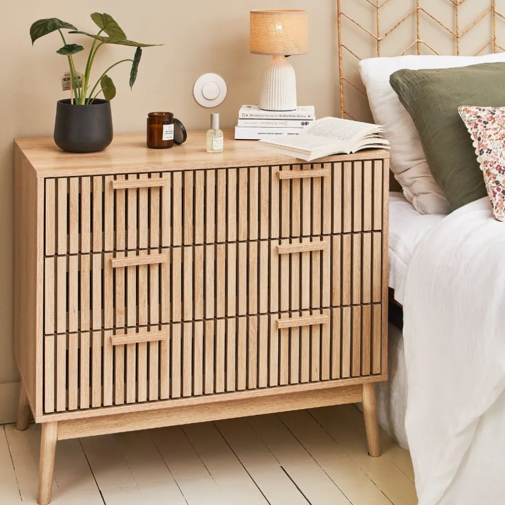 Commode 3 tiroirs en pin naturel - Kara