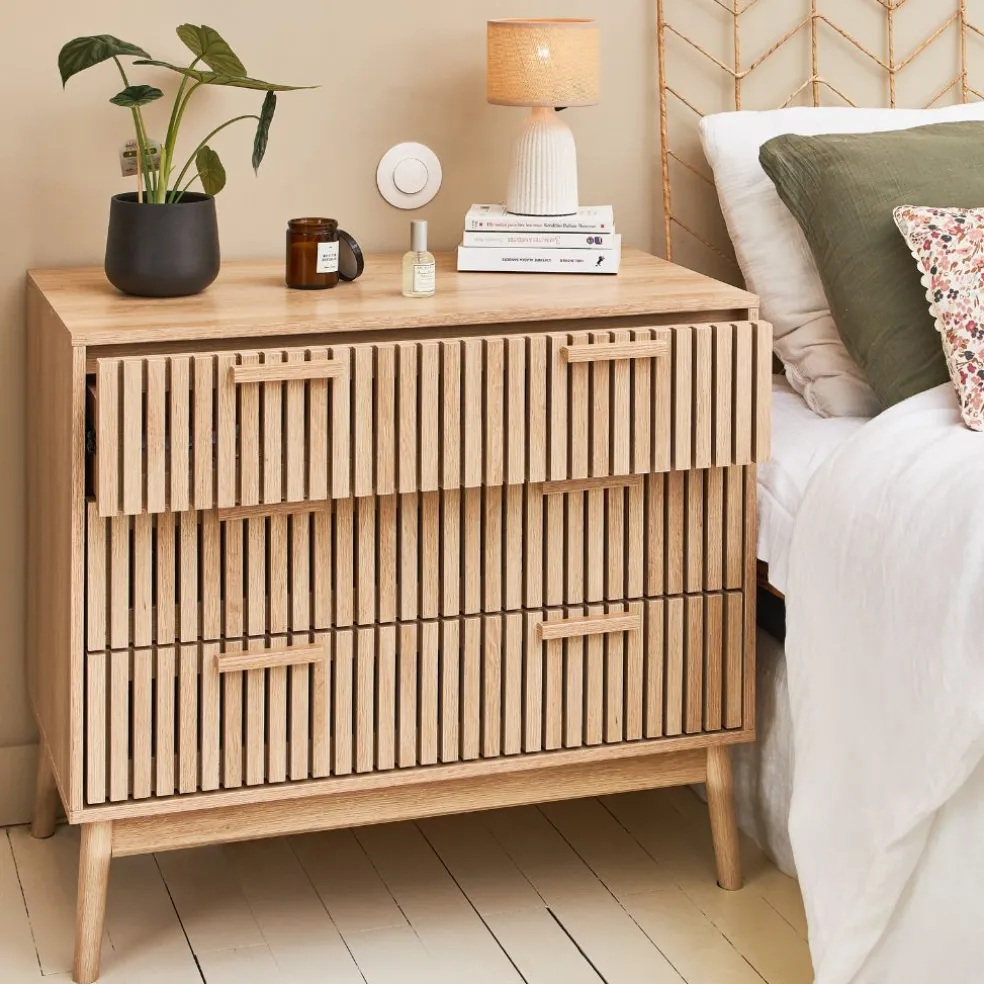 Commode 3 tiroirs en pin naturel - Kara