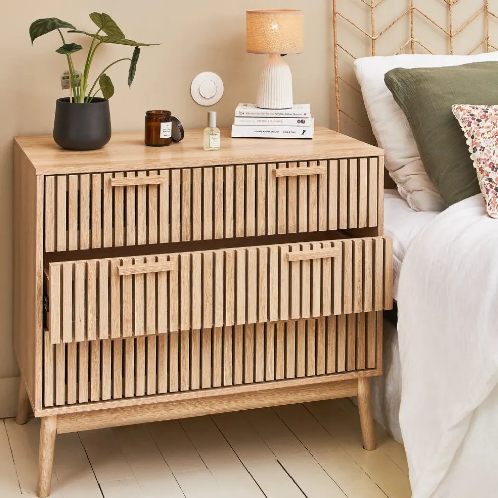 Commode 3 tiroirs en pin naturel - Kara