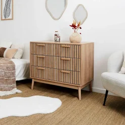 Commode 3 tiroirs en pin naturel - Kara