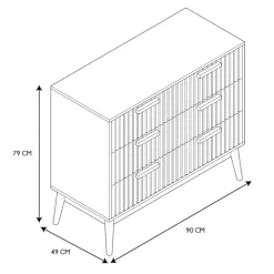 Commode 3 tiroirs en pin naturel - Kara