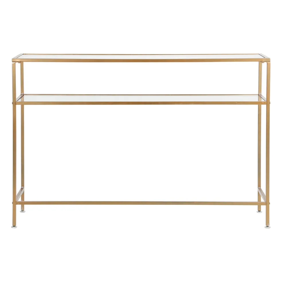Console en fer et verre doré 120x33xh80.5cm - Eluminea