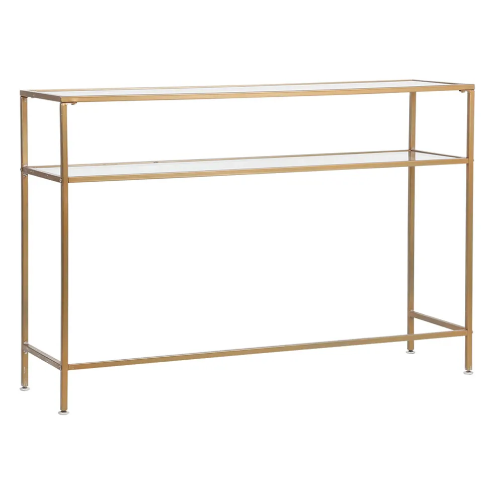 Console en fer et verre doré 120x33xh80.5cm - Eluminea