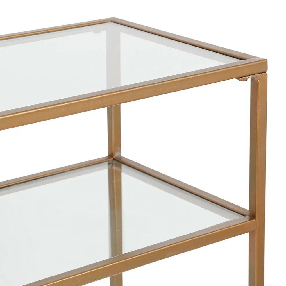 Console en fer et verre doré 120x33xh80.5cm - Eluminea