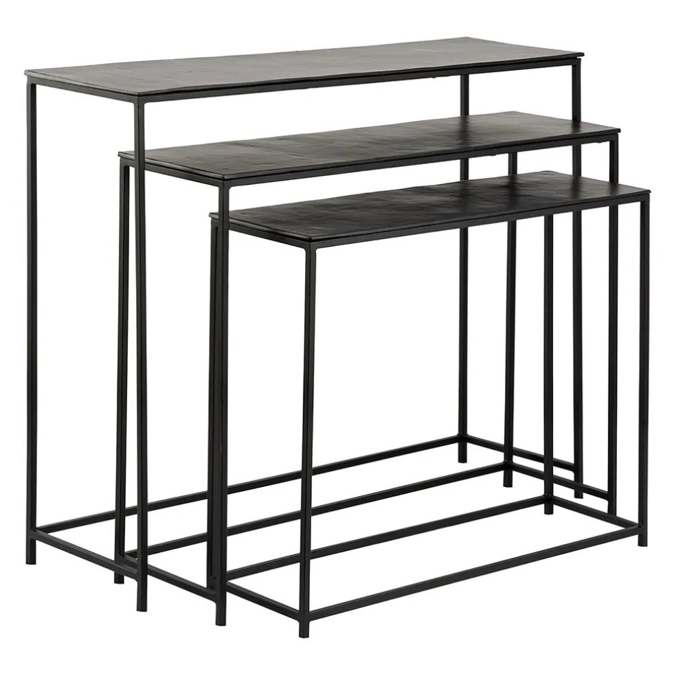 Console gigogne (x3) en fer noir - Felia