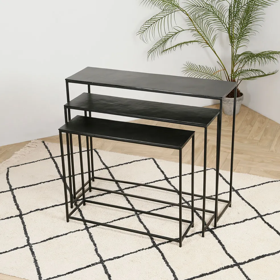 Console gigogne (x3) en fer noir - Felia