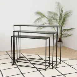 Console gigogne (x3) en fer noir - Felia