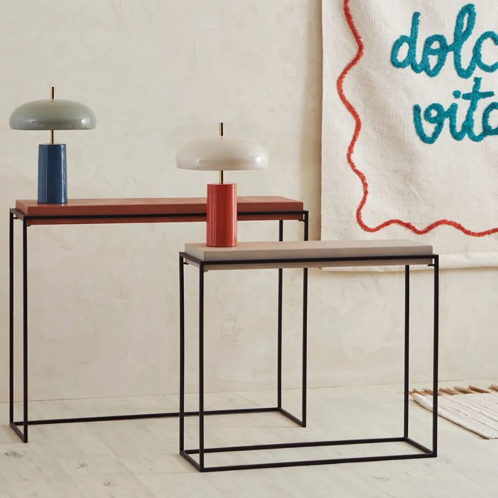 Console gigogne (x2) en fer terracotta et beige - Ario