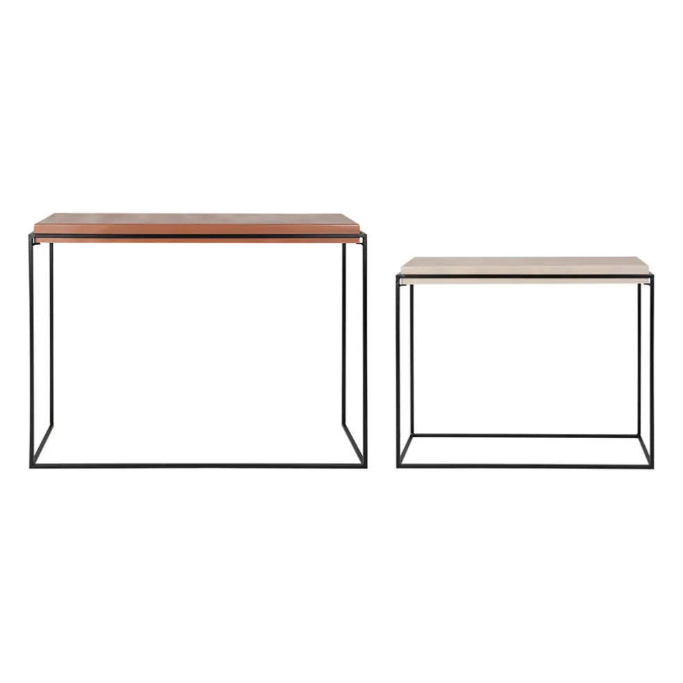 Console gigogne (x2) en fer terracotta et beige - Ario