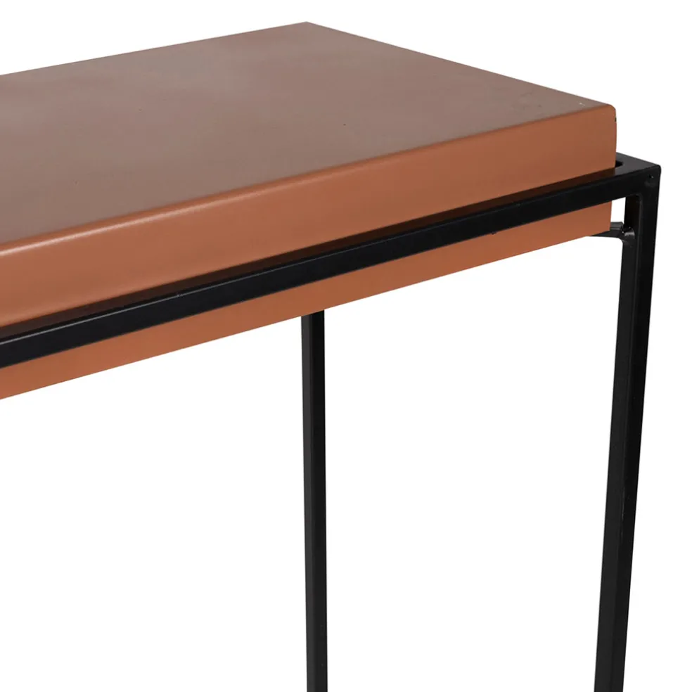 Console gigogne (x2) en fer terracotta et beige - Ario