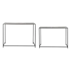 Console gigogne (x2) en fer argenté - Felia
