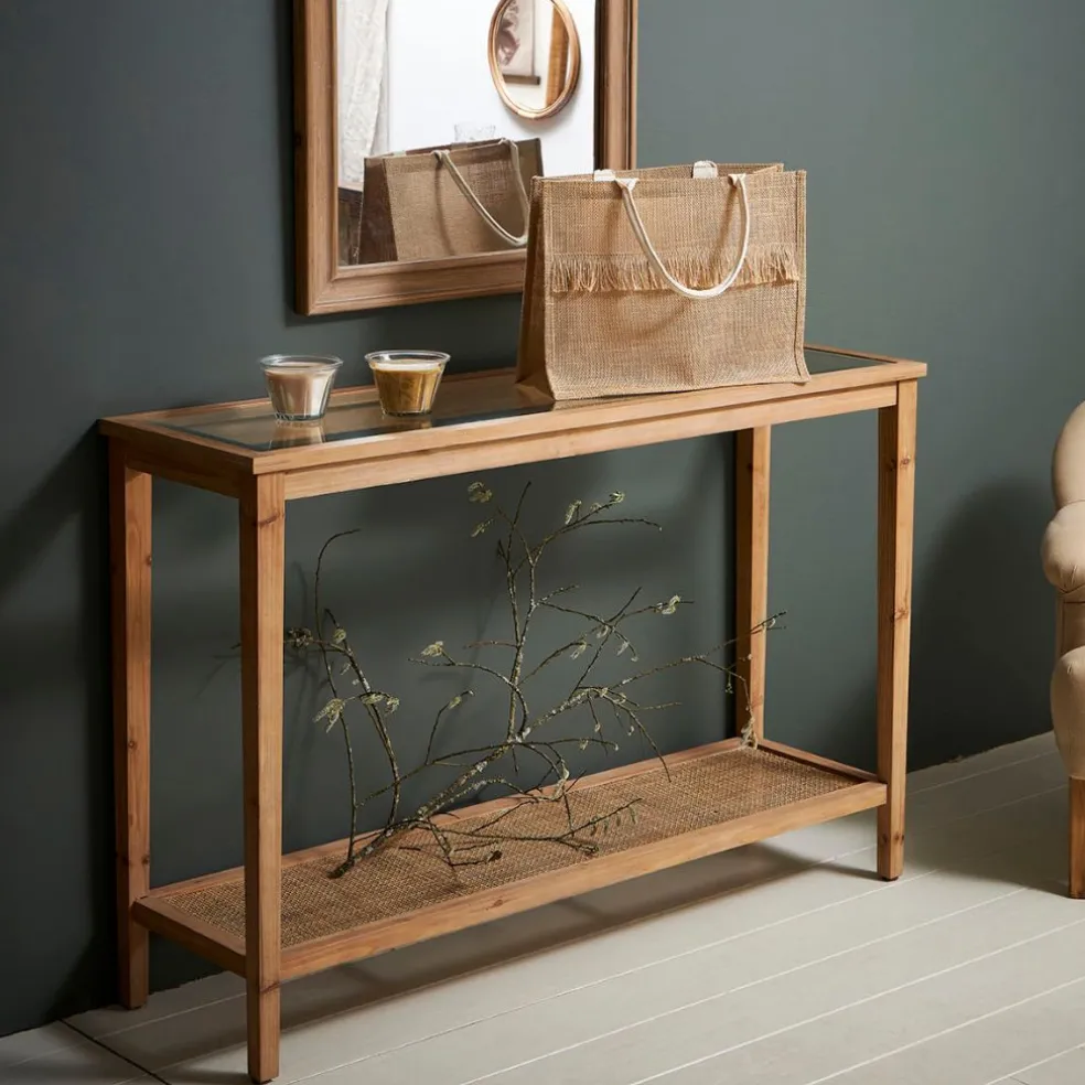 Console naturel foncé 120x36xh80cm en bois de sapin - Firmin