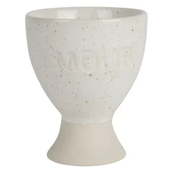 Coquetier amour en grès écru moucheté