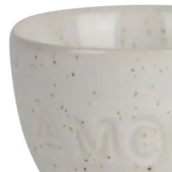 Coquetier amour en grès écru moucheté