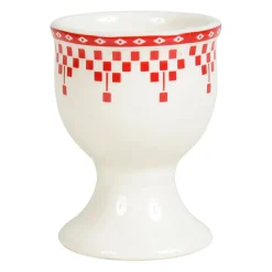 Coquetier damier rouge en faïence