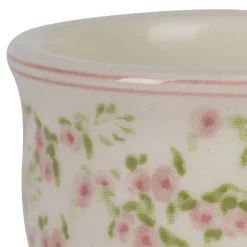 Coquetier en faïence rose et vert d5 - Rose