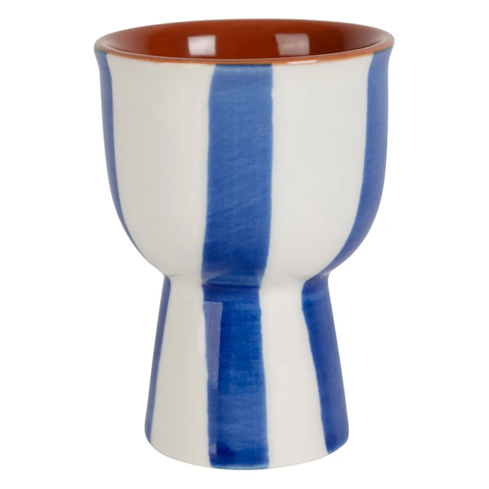 Coquetier en grès rayé indigo et blanc d4.5cm - Alaria