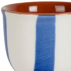 Coquetier en grès rayé indigo et blanc d4.5cm - Alaria