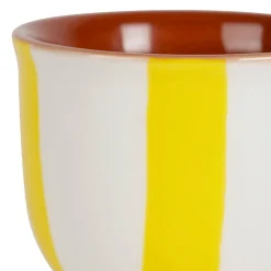 Coquetier en grès rayé jaune et blanc d4.5cm - Alaria