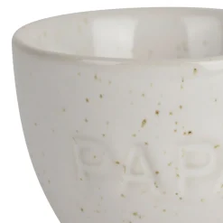 Coquetier papa en grès écru moucheté
