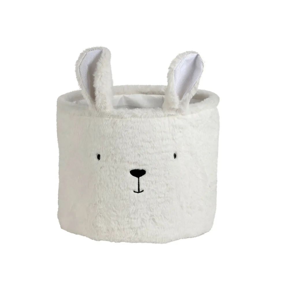 Corbeille ourson en velours écru h25cm - Songes