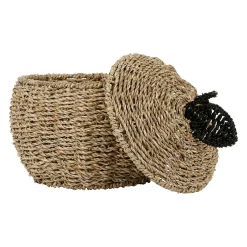 Corbeilles pomme avec couvercle x2 naturel en jonc de mer+fer - Sweet Dream