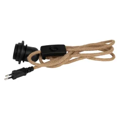 Cordon électrique avec interrupteur en tissu naturel et noir 1.75m