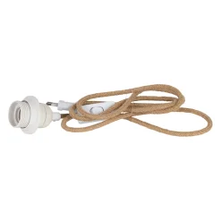 Cordon électrique avec interrupteur en tissu naturel et blanc 1.75m