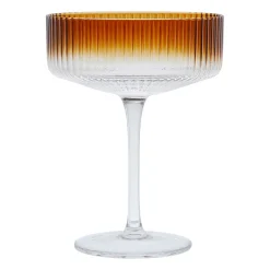 Coupe champagne striée en verre ambre - Funny