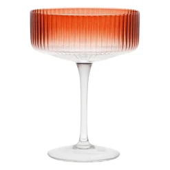 Coupe champagne striée en verre terracotta - Funny