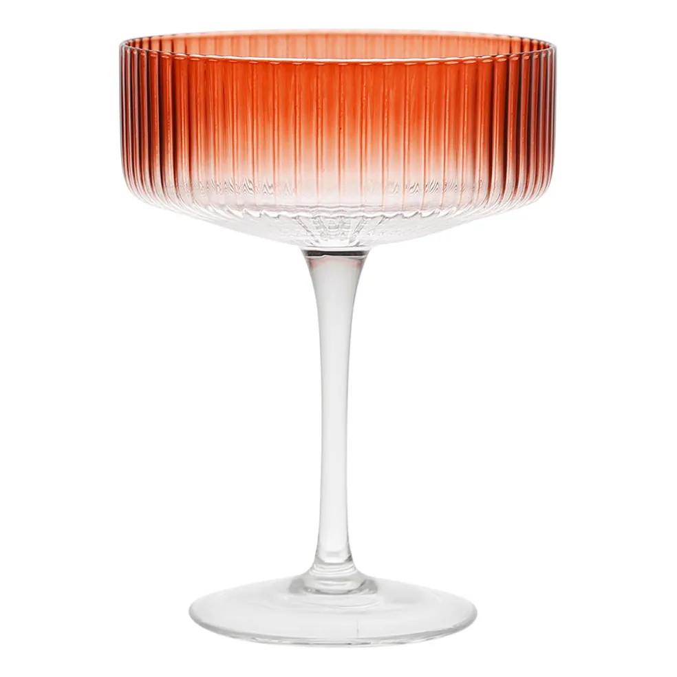 Coupe champagne striée en verre terracotta - Funny