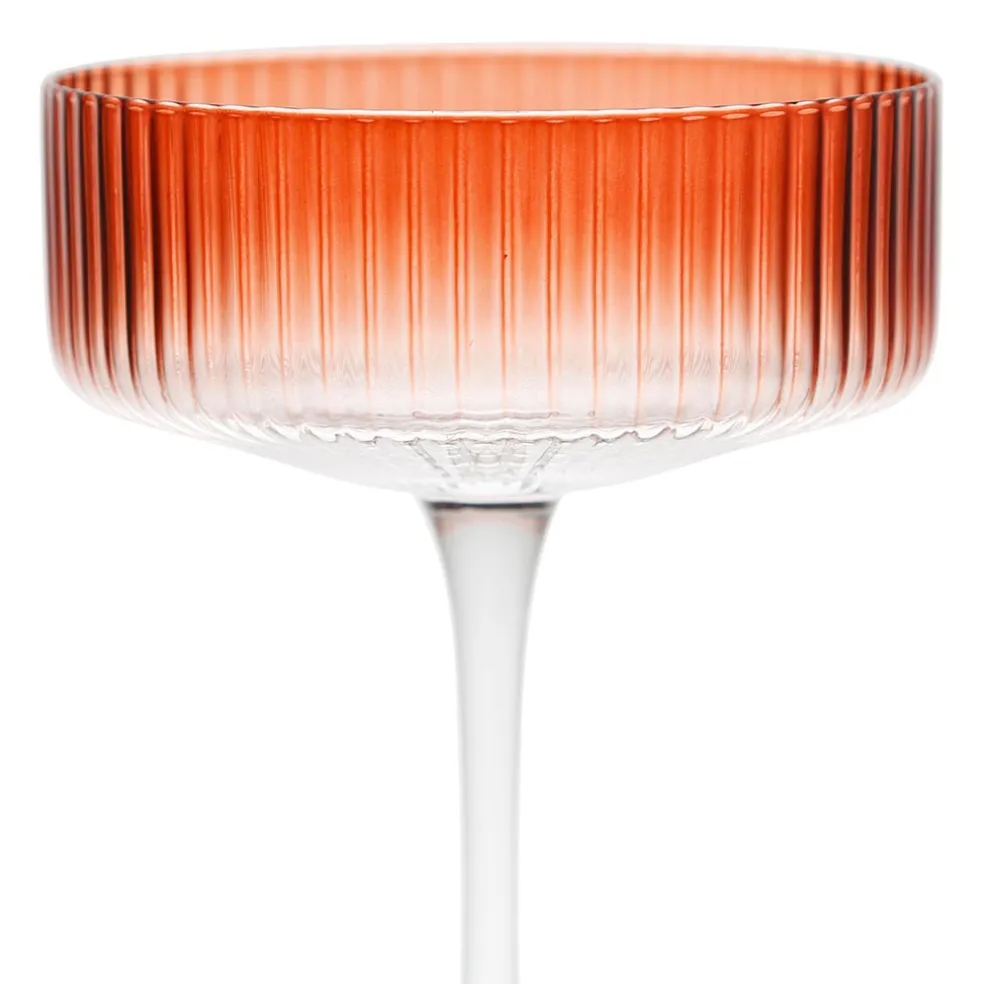 Coupe champagne striée en verre terracotta - Funny